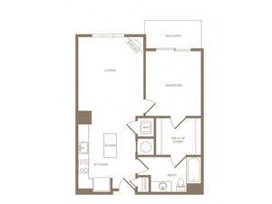 767 to 787 square foot one bedroom one bath apartment floorplan image