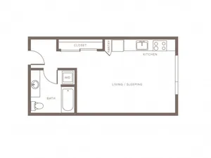 458 square foot studio one bath floor plan image