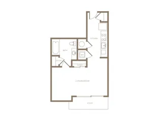 502 square foot studio one bath phase II floor apartment plan image