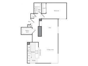 851 square foot one bedroom one bath den apartment floorplan image