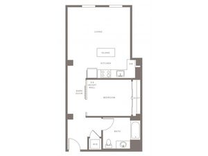 710 square foot one bedroom one bath apartment floorplan image
