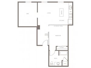 740 square foot one bedroom one bath with den apartment floorplan image