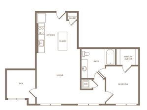 824 square foot one bedroom one bath floor plan image