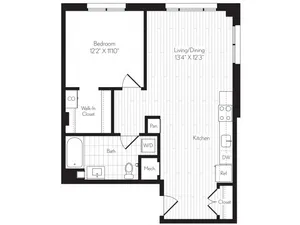 792 square foot one bedroom one bath floor plan image