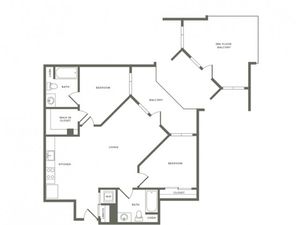 1053 to 1057 square foot two bedroom two bath floor plan image