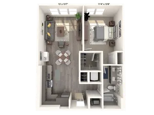 A09 One bedroom one bath apartment home 779 square feet