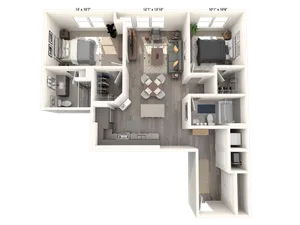 B02 2 bedroom floor plan 1010 square feet