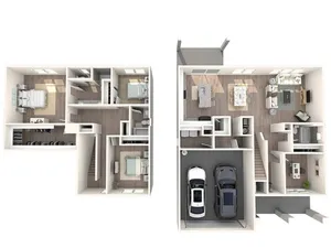 2144 square foot four bedroom three bath apartment floorplan image