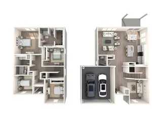 2102 square foot four bedroom two and a half bath apartment floorplan image