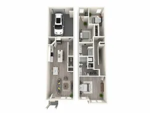1452 square foot three bedroom two and a half bath townhome floor plan in Mooresville, NC