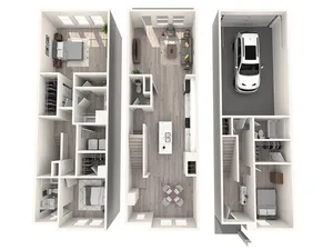 1911 square foot three bedroom two and a half bath townhome floor plan in Mooresville, NC