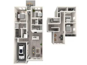 1650 square foot four bedroom three bath townhome floor plan in Mooresville, NC