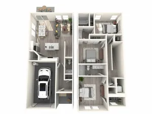 1445 square foot three bedroom two and a half bath townhome floor plan in Mooresville, NC