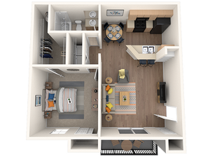 one bedroom, one bathroom apartment home