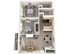 2 bedroom, 1 bathroom apartment home