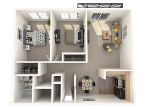 2 bedroom, 1 bathroom apartment home