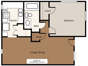 One Bedroom 629 SqFt
