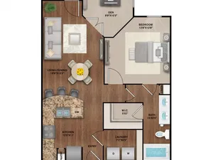 1x1 with Den Floor Plan