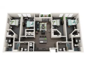 4 Bedroom and 2 connected bathrooms with 2 unconnected bathrooms