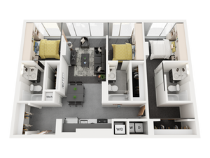 3x3 3B Floor Plan Image