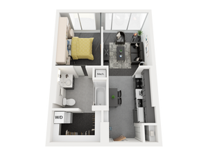 1x1 1B Floor Plan Image