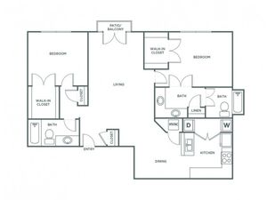 Two Bedroom Two Bath (1240 SF)