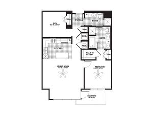 One Bedroom One Bath With Den (1,017 SF)