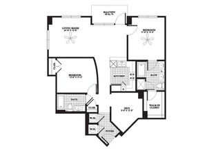 Two Bedroom Two Bath With Den (1,208 SF)