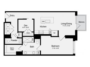 A3 | 1 bed 1 bath | 935 Sq. Ft