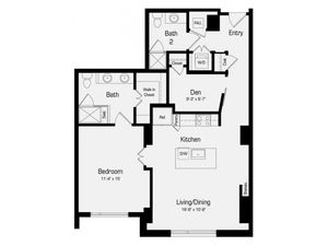 A4 | 1 bed 1 bath | 1018 Sq. Ft.