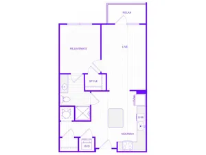 One Bedroom One Bath (749 SF)