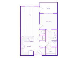 One Bedroom One Bath (810 SF)