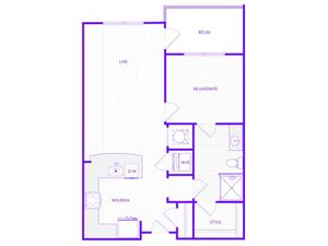 One Bedroom One Bath (784 SF)