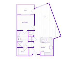 One Bedroom One Bath (857 SF)