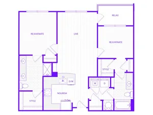 Two Bedroom Two Bath (1252 SF)
