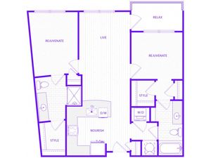 Two Bedroom Two Bath (1065 SF)