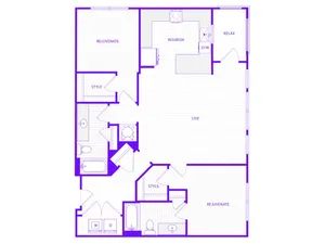Two Bedroom Two Bath (1431 SF)