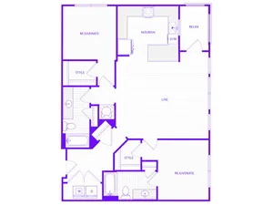 Two Bedroom Two Bath (1338 SF)