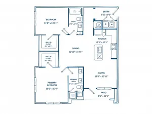 B1D | 2 bed 2 bath | 1216 sq ft