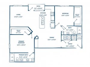 B2D-H | 2 bed 2 bath | 1239 sq ft