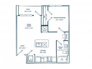 E2A | 1 bed 1 bath | 702 sq ft