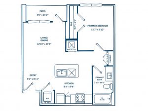 E2 | 1 bed 1 bath | 702 sq ft