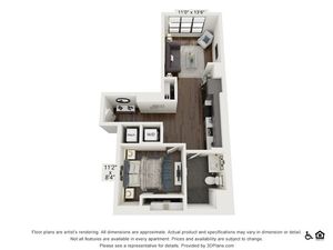 A1 | 1 bed 1 bath | 623 sq ft