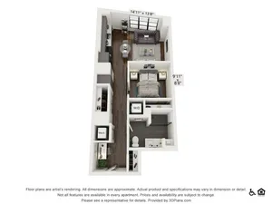 A3 | 1 bed 1 bath | 669 sq ft