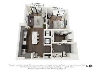 A10 | 1 bed 1 bath | 737 sq ft