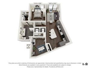 A25 | 1 bed 1 bath | 913 sq ft