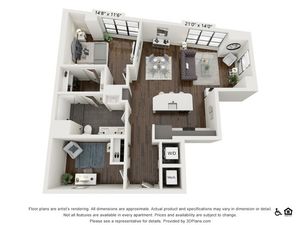 A26 | 1 bed 1 bath | 1024 sq ft