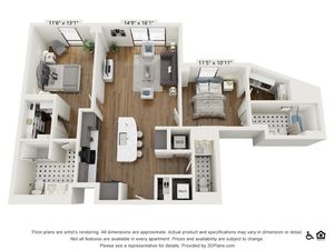 PH-B1 | 2 bed 2 bath | 1209 sq ft