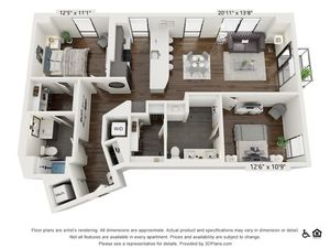 B5 | 2 bed 2 bath | 1259 sq ft