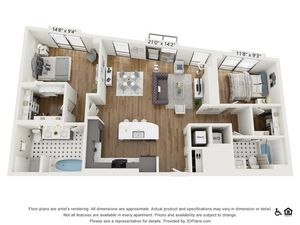 PH-B3 | 2 bed 2 bath | 1300 sq ft